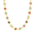 isolated full-length multicolor acrylic butterfly link necklace