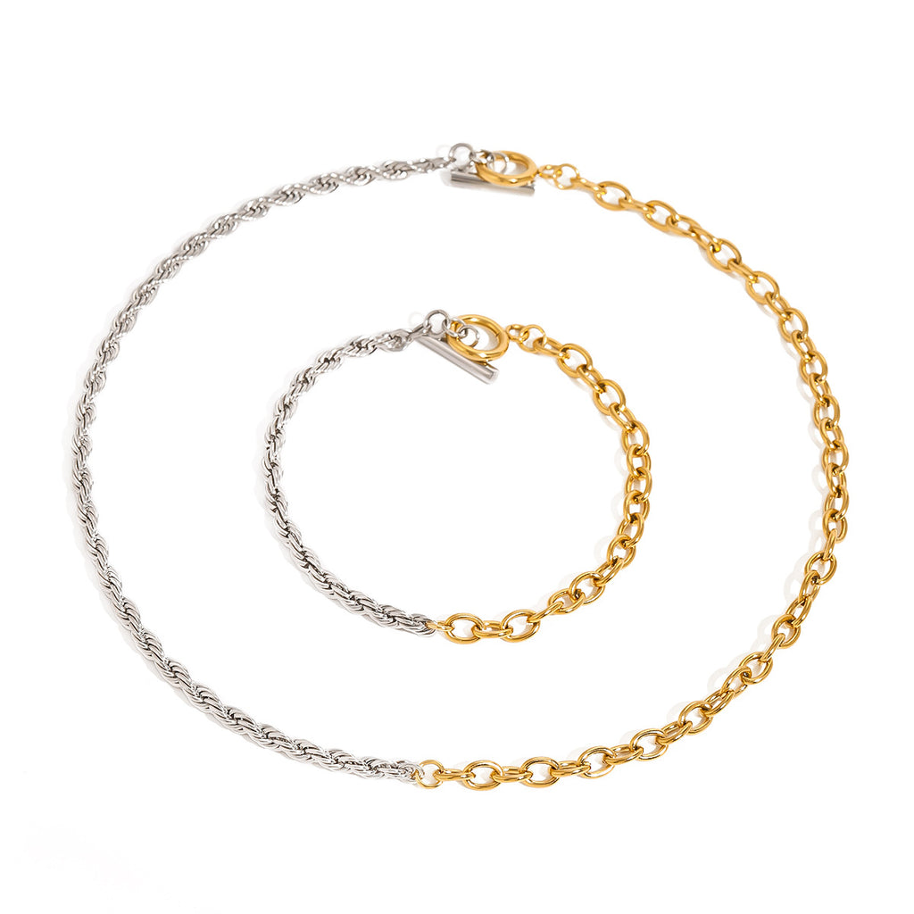 Alternating link stainless steel bracelet front view