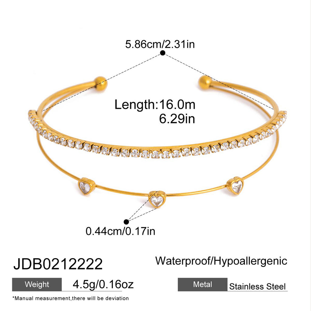 Double-row cuff with hanging clear accents