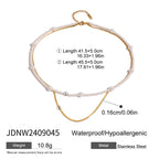 Layered necklace with separate strand lengths and chain width