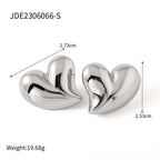 Wholesale Stainless Steel Heart Stud Earring Collection in Mixed Finishes - alternate angle