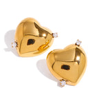 Gold-Tone Clear Zirconia Heart Stainless Steel Stud Earrings — wholesale view 4