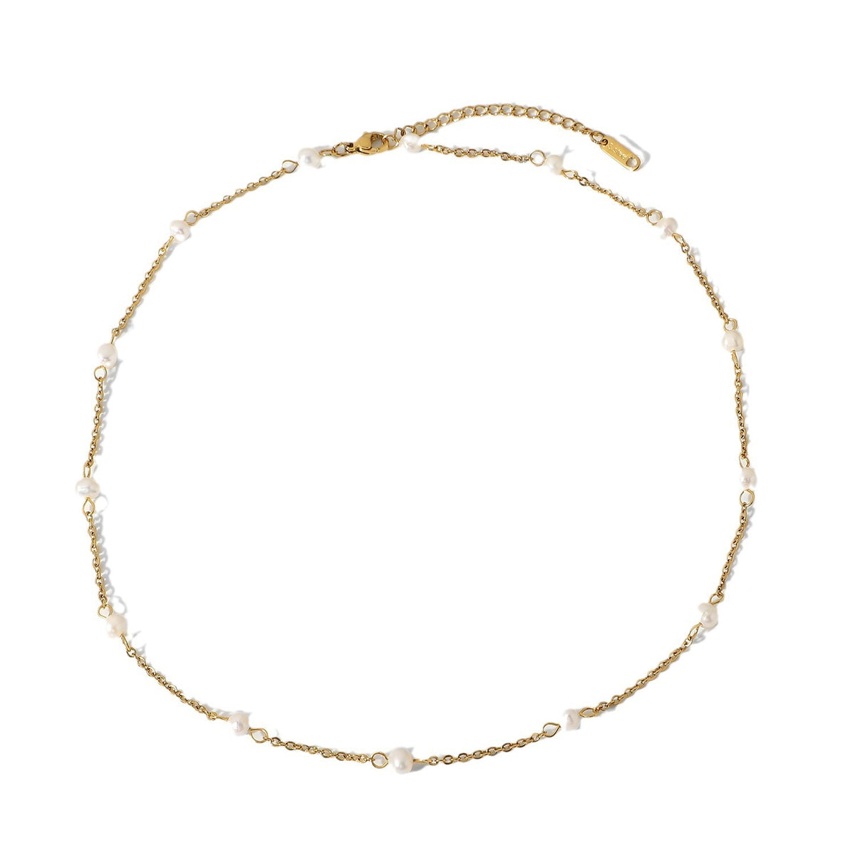 Complete pearl station necklace with extension chain