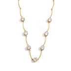 Stainless steel bar necklace front arrangement on white