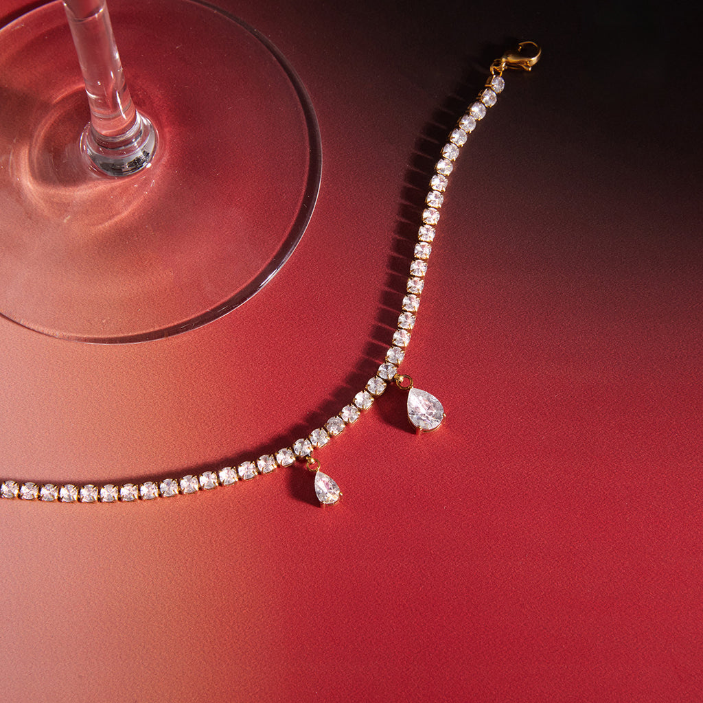 Stainless Steel Bracelet and Ring Collection with Clear Accents close-up view