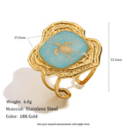stainless steel sea turtle ring with face dimensions and weight