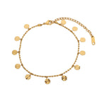 Gold-tone anklet with extension chain on white background