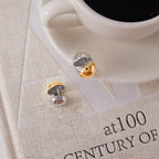 Two-Tone Half-Dome Stainless Steel Stud Earrings close-up product view