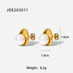 pearl cradle studs with 16 by 14 mm dimensions and 8.2 g weight