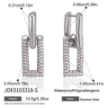 Silver tone rectangular rhinestone earring dimensions
