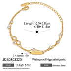 Infinity charm double-chain bracelet measurement diagram