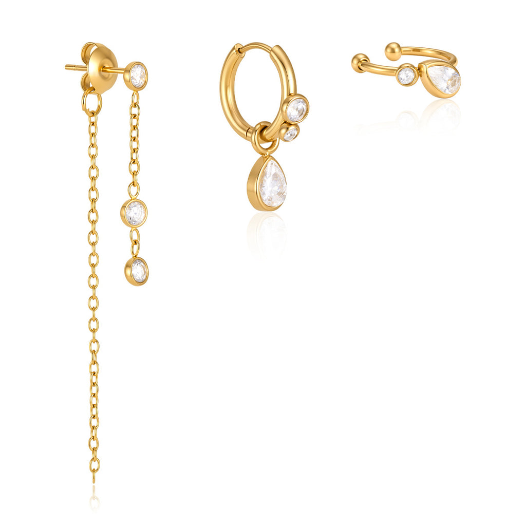 Three individual pieces of the stainless steel ear set