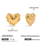 Stainless Steel Heart Stud Earrings and Charm Ring Collection — styled view of the heart earrings