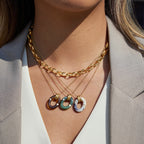 Wholesale Gold Plated Stainless Steel Resin Pendant Necklace Collection - front view