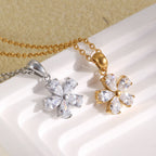 Clear stone petals shown in both finishes