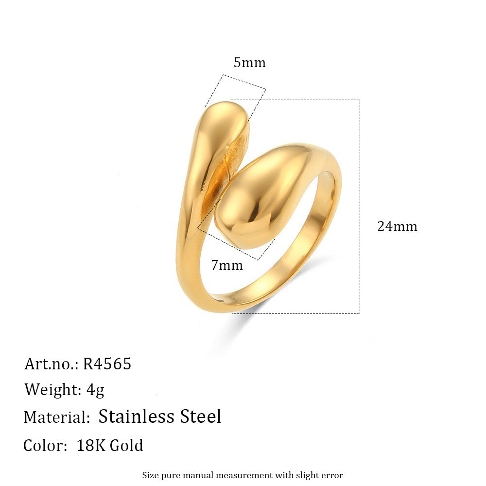 Gold-tone teardrop ring specification view