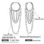 Wholesale Silver-Finish Stainless Steel Huggie and Chain Hoop Earring Collection - scale reference