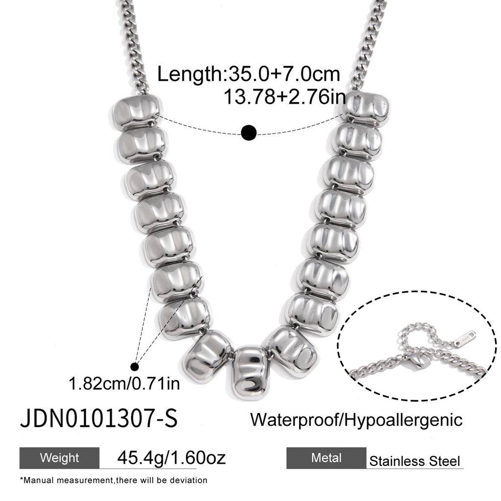 Folded rectangular-link necklace length diagram