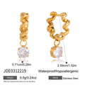 Zirconia drop hoop earrings with measurements