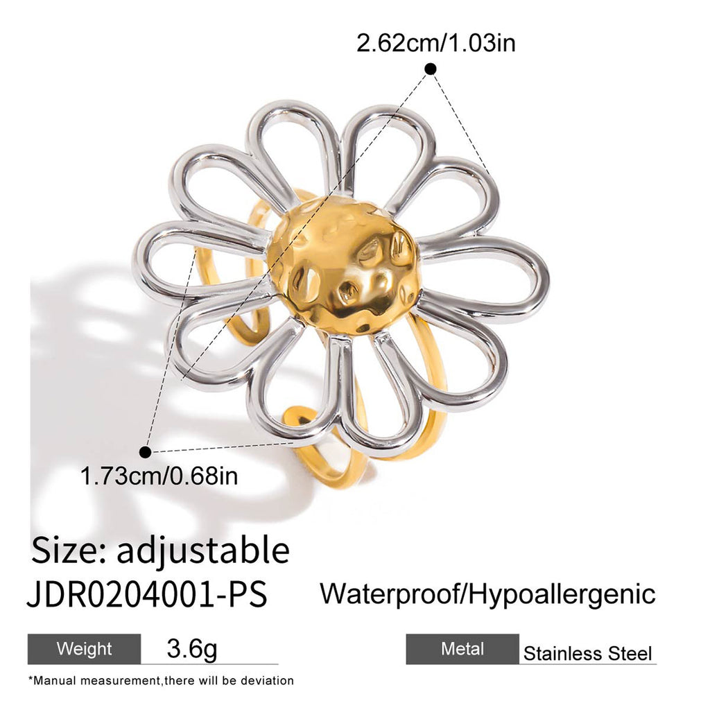 Flower ring diameter and adjustable band measurements