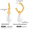 Wholesale Gold-Tone Stainless Steel Resin Pearl-Look Drop Hoop Earrings - finish detail