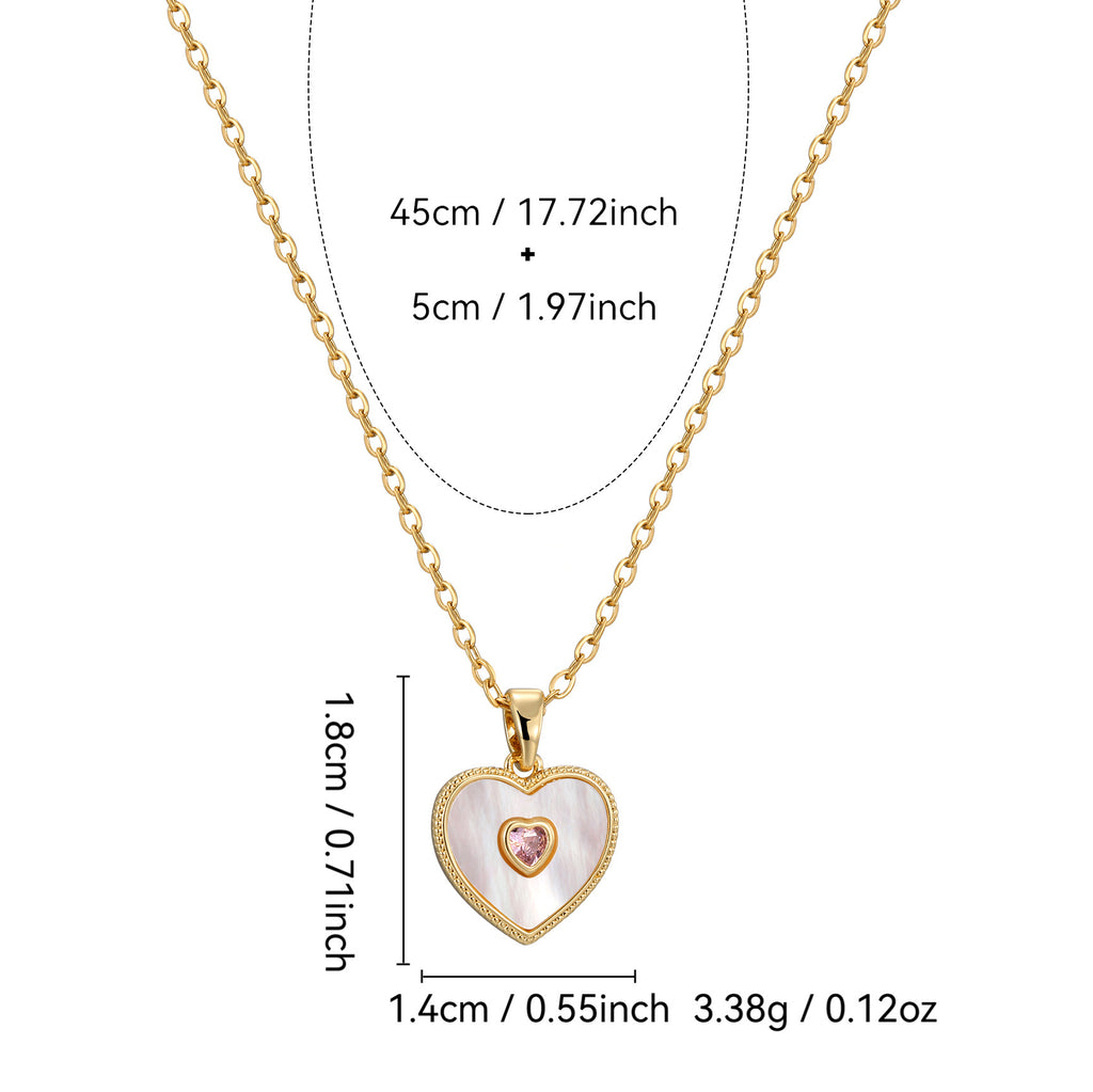 heart pendant dimensions with 45 plus 5 cm chain and 3.38 g listed weight