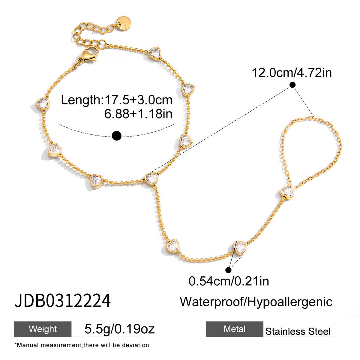 Hand chain length and extension diagram