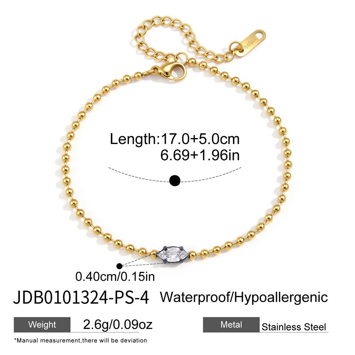Round zirconia bracelet with dark setting