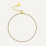 gold plated brass tennis chain anklet with clear stones
