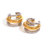Two-Tone Sculptural Stainless Steel Clip-On Earrings finish and shape detail