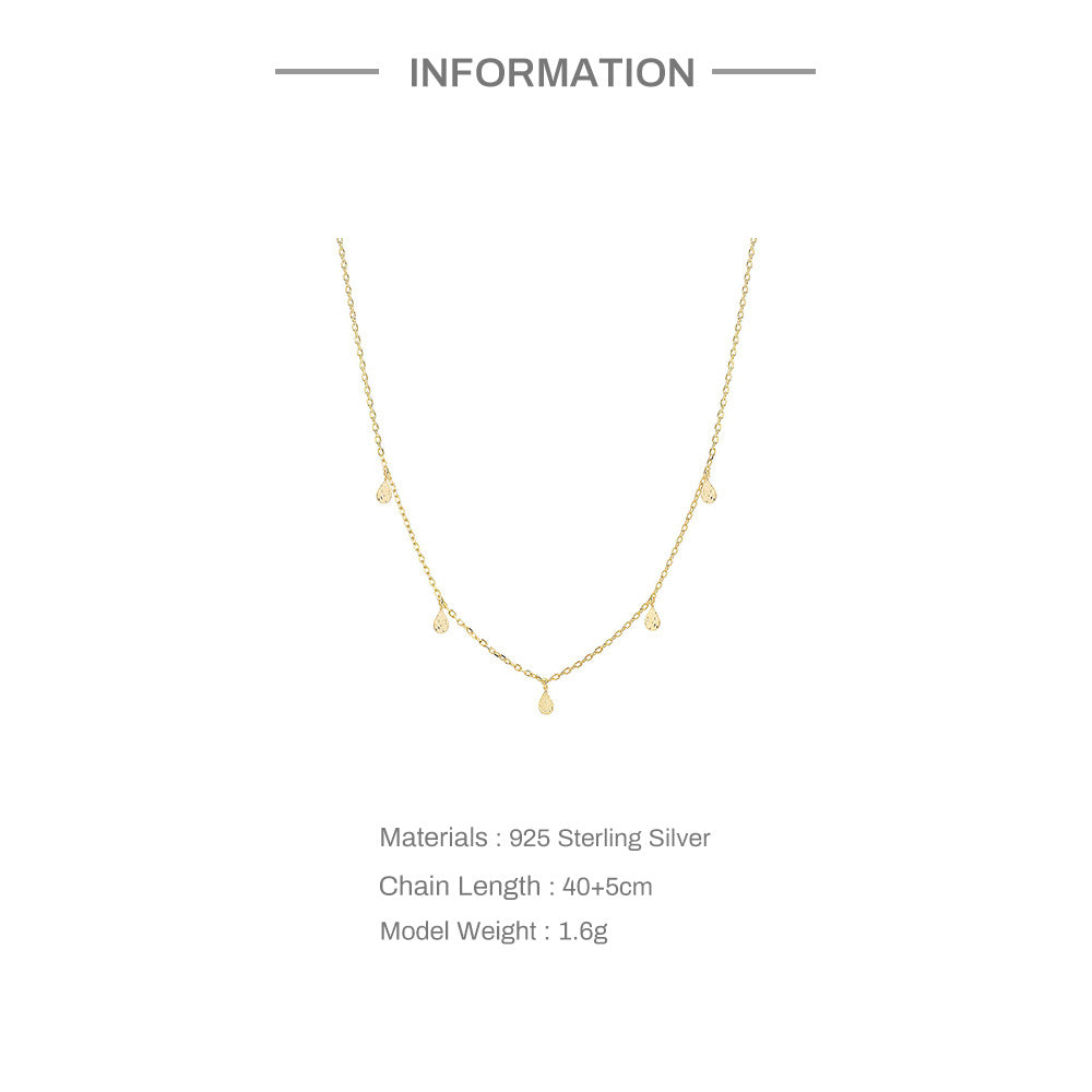 teardrop station necklace details with 40 plus 5 cm chain and 1.6 g listed weight